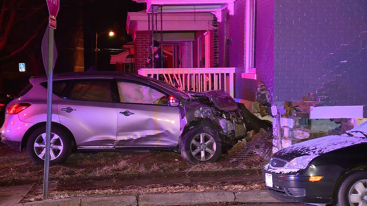 Man eluding police slams his car into a house in the 300 block of 21st street in Covington. Heavy damage to the home, family of 4 displaced tonigh