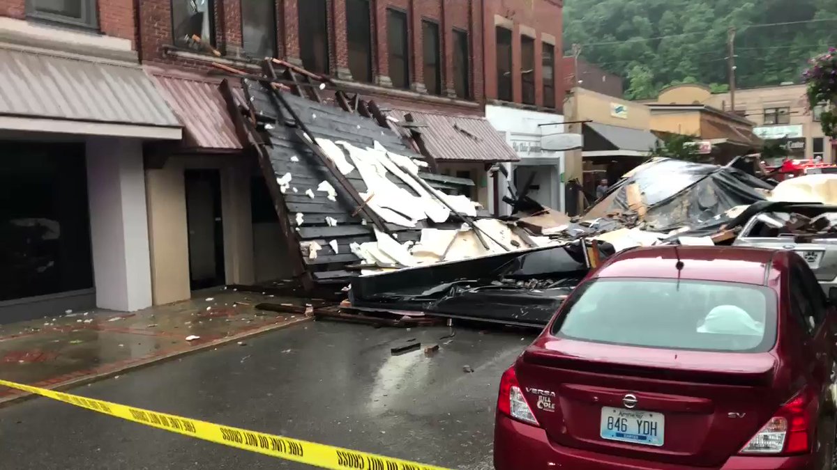 Storm damage in downtown Prestonsburg. 