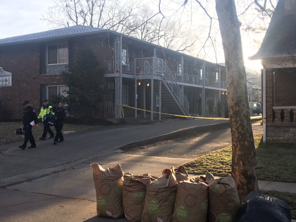 The Fayette County Coroner's office is at the scene of a reported shooting at an apartment complex on Transylvania Park, near Euclid and Woodland