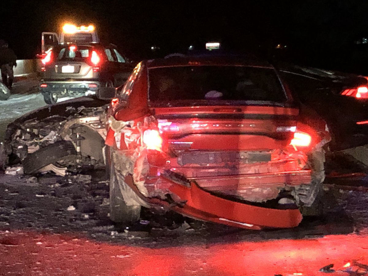 4 car accident on East Bound Audubon Pkwy. Road over Green River is extremely slick and the accident occurred. HCSO is working scene. Says a few of the drivers went to Methodist with minor injuries. Road will be closed off and on to remove all 4 cars. 