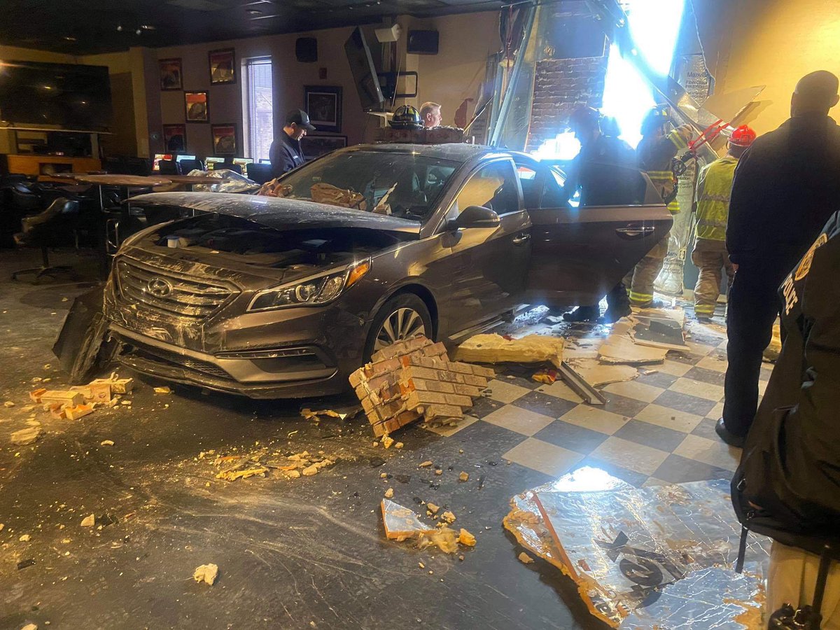 Ashland Elks Lodge where a car crashed into the building today. the accident at The Elks Lodge along Carter Avenue.  the driver was an elderly woman