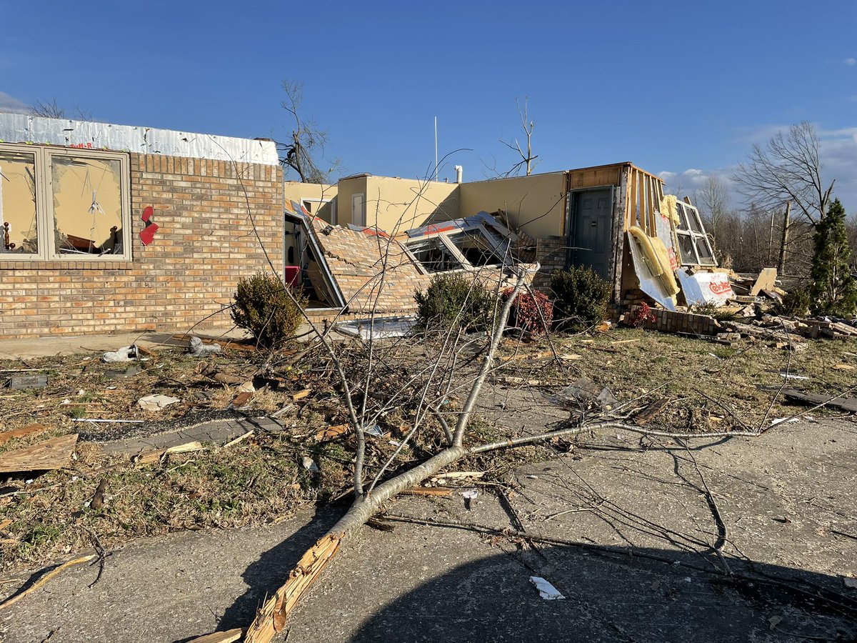 This is a senior apartment complex in Mayfield. Not all buildings were destroyed, but the complex is condemned.   One man who lives here said he helped pull a family out of a nearby apartment, where a three year old was killed