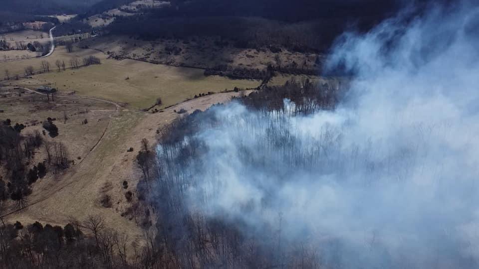 Crews on scene of an active forest fire in Rockcastle County