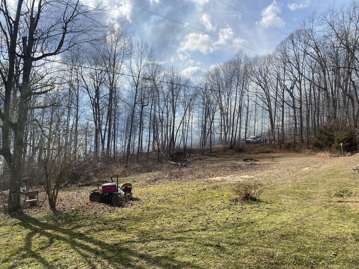 Scene of a 15-20+ acre forest fire in Rockcastle County that is spreading rapidly due to high winds.