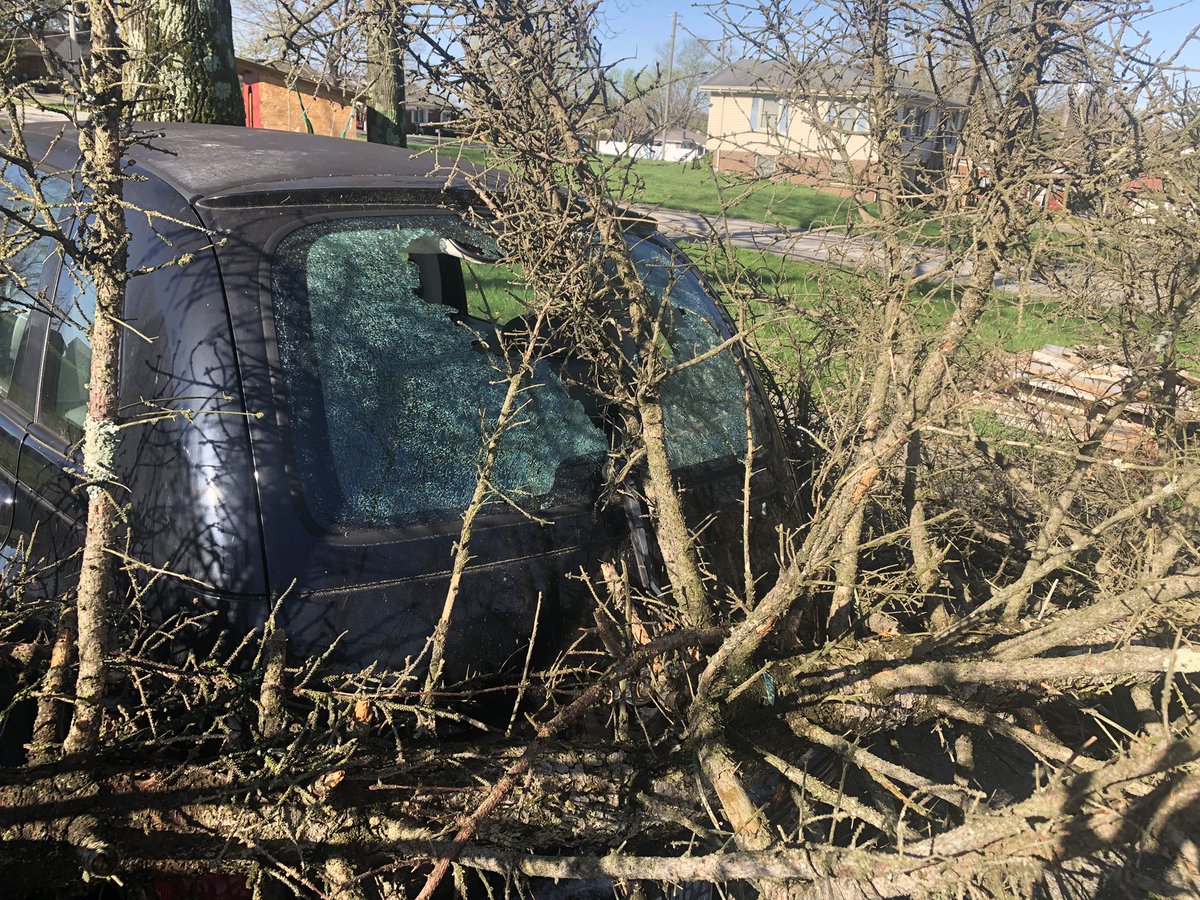 Here in Shelbyville, KY, getting a closer look at the damage caused from last nights storm.  Co. leaders say 1100+ ppl lost power last night.   This is one of them, Carlos Robles. He owns a tree removal service.  