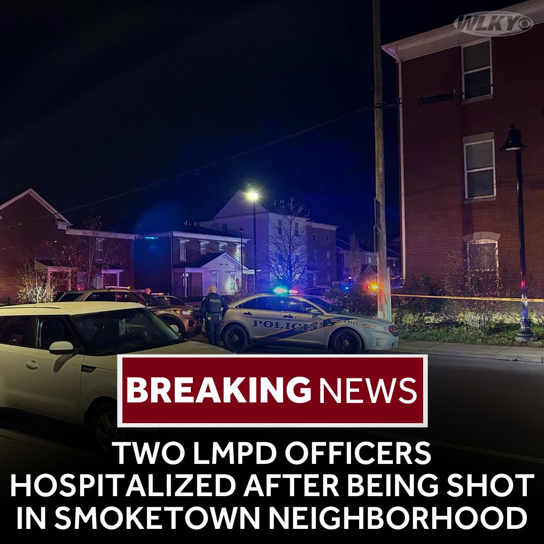 Two LMPD officers were shot in the Smoketown neighborhood Tuesday night when stopping a stolen vehicle. Police say that one of the people inside the vehicle was also shot