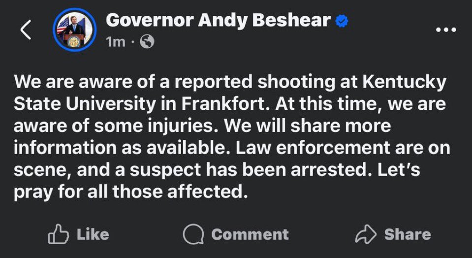 Shooting with injuries at Kentucky State University in Frankfort, governor says