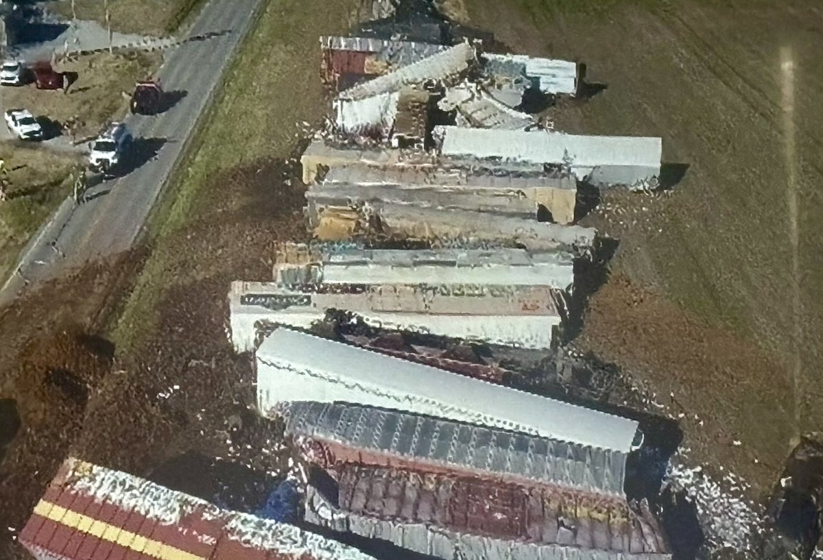 A CSX freight train derailed early this morning near Trenton in Todd County, southern Kentucky, near the Tennessee border. Approximately 31 cars derailed around 6 a.m., some carrying molten sulfur,a flammable and toxic chemical used in industry.
