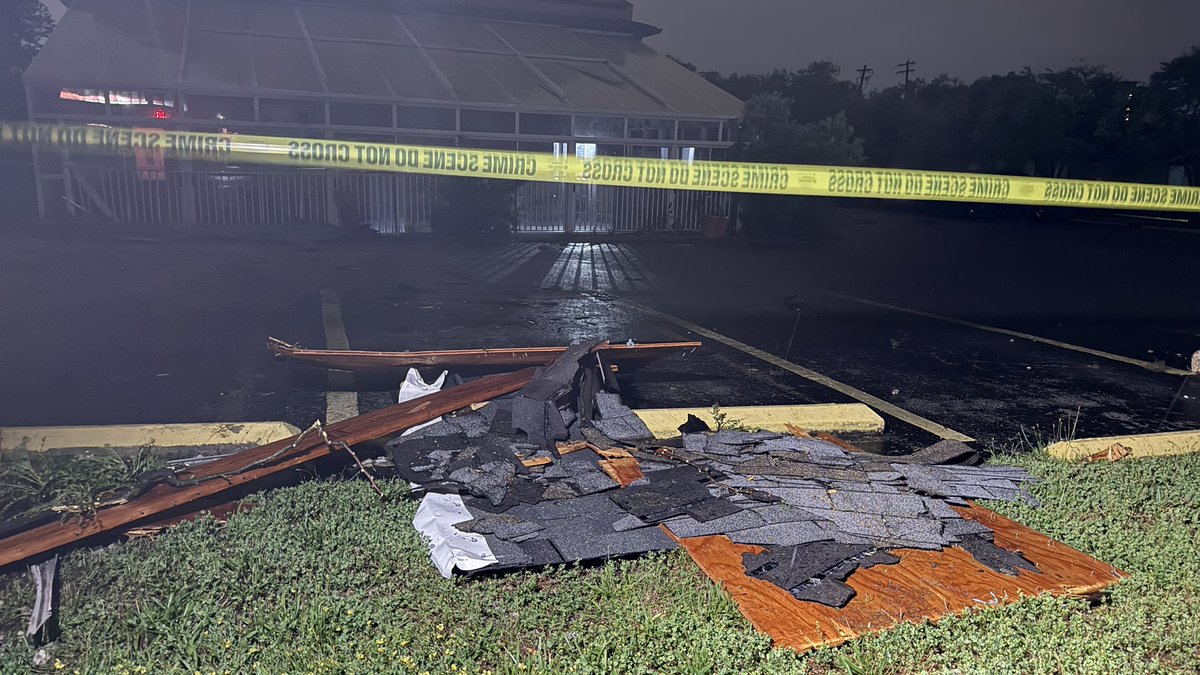 Storm damage across Florence, Kentucky. These images are at front of the Roadway Inn along Dream Street