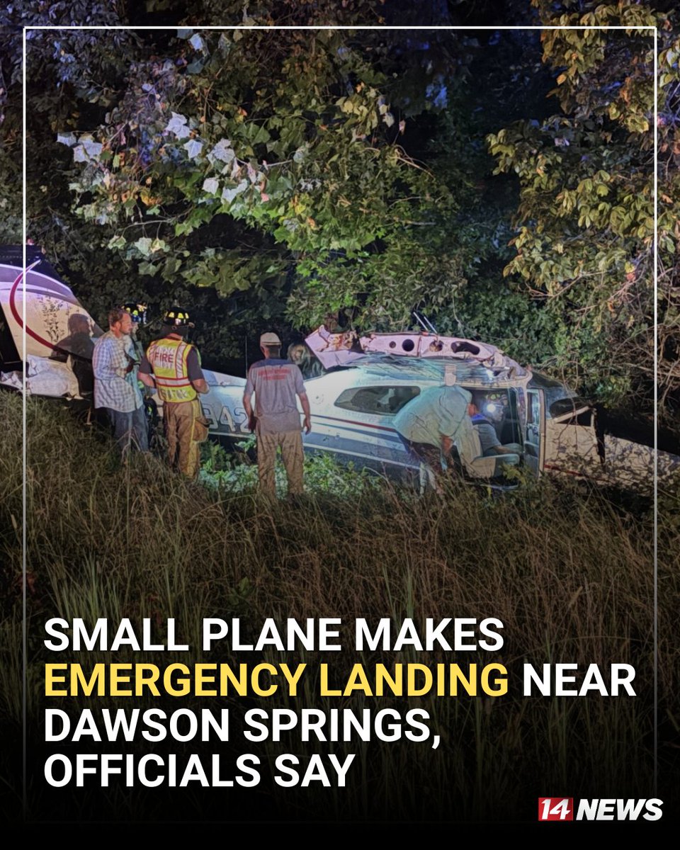 Small plane makes emergency landing near Dawson Springs. According to Sergeant Ward, a small plane made an emergency landing after engine failure.  He says the plane landed about 20 yards off Industrial Drive.